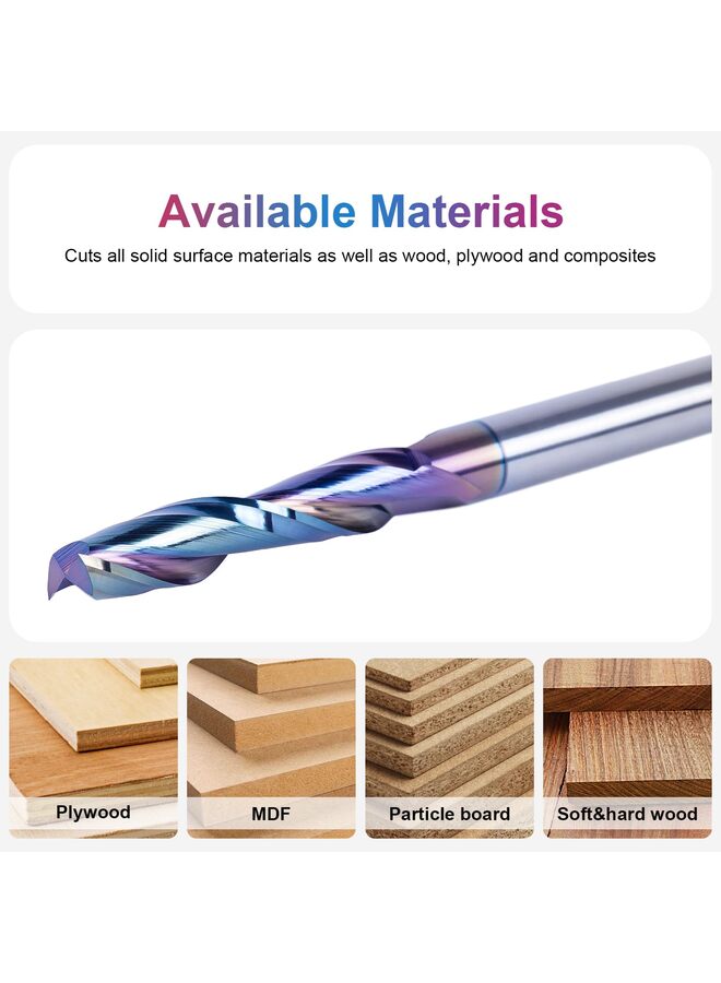 Down Cut Spiral Router Bit Shank Extra Long with Coating Extreme Tool Life, Carbide CNC Router Bits End Mill for Wood Mortises Carving Engraving - Image 4