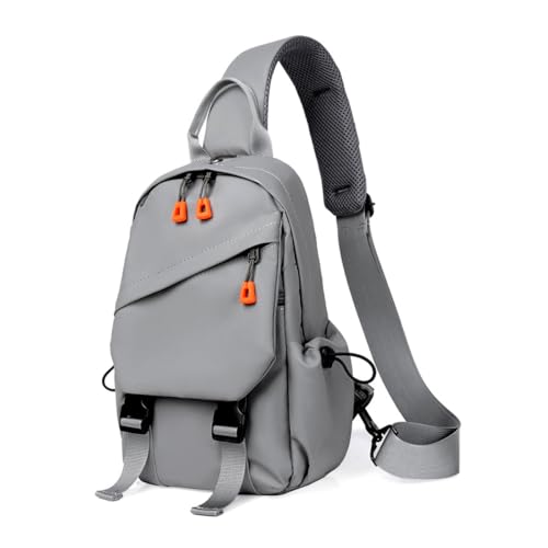 GUSTAVE® Chest Bag for Men Waterproof Nylon Shoulder Bag, Fashion Multi Pocket Sling Bag with Handle & Padded Shoulder Strap, Casual Outdoor Chest Bag (grey, 20x11x31cm) - Image 1