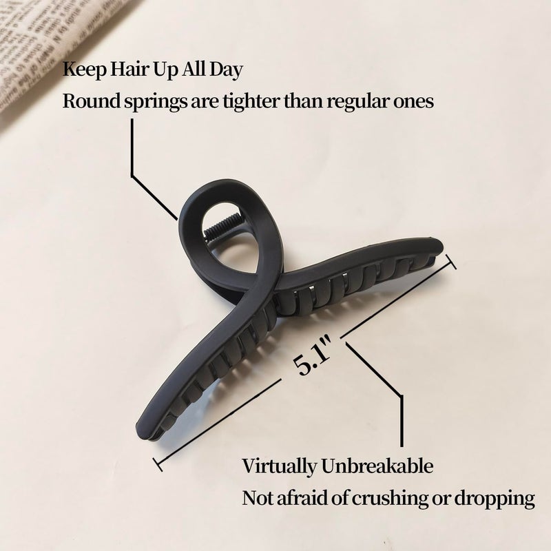 Nalodu 5 Inch Hair Claw Clips Extra Large No Slip Big Matte Clip for Curly Long Thick Hair Women, 5 Pack - Image 4