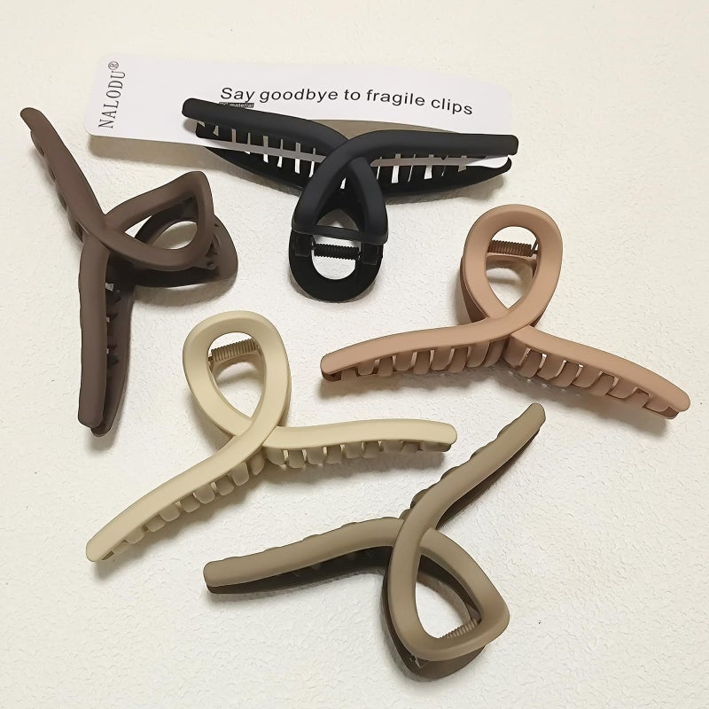 Nalodu 5 Inch Hair Claw Clips Extra Large No Slip Big Matte Clip for Curly Long Thick Hair Women, 5 Pack - Image 1