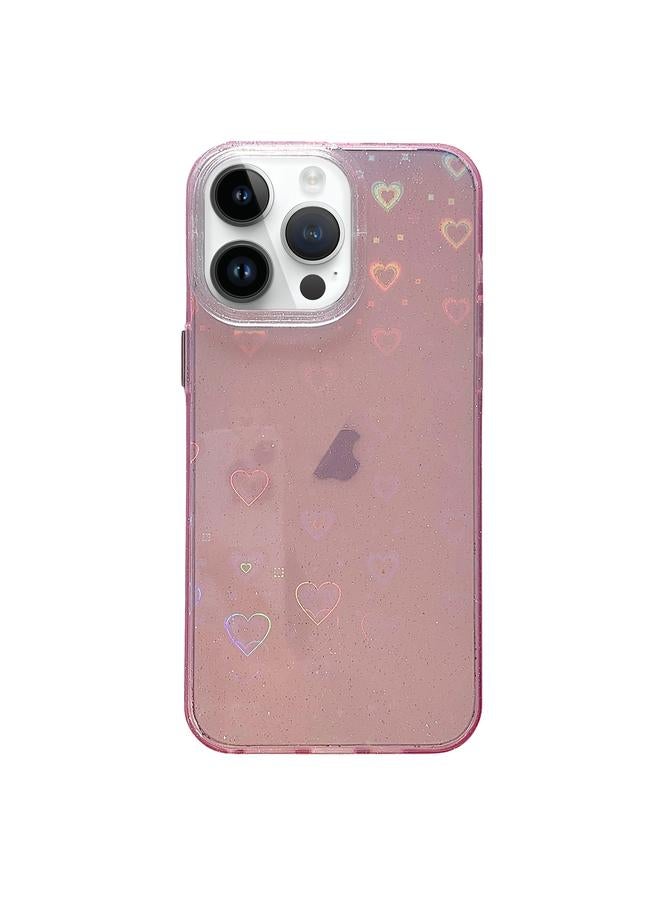 اس-توب جراب لهاتف iPhone 13 Pro Max بنمط حب وإطار عدسة شفاف من الأكريليك IMD - Image 1