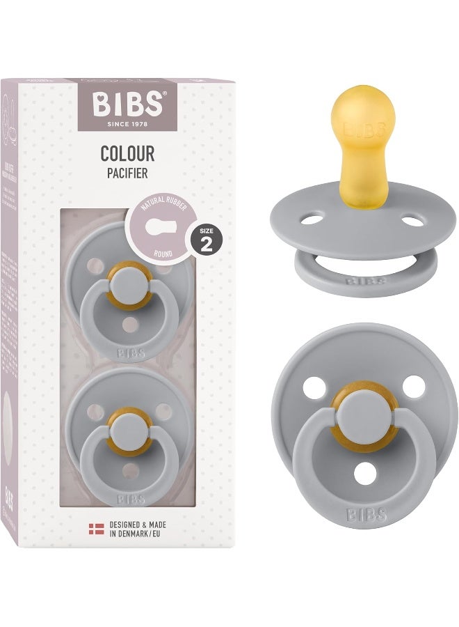 BIBS لهاية بيبس الملونة 2-pack، مصاصة خالية من BPA، مطاط طبيعي دائري، الحجم 2 (6-18 شهر)، سحاب/سحاب - Image 1