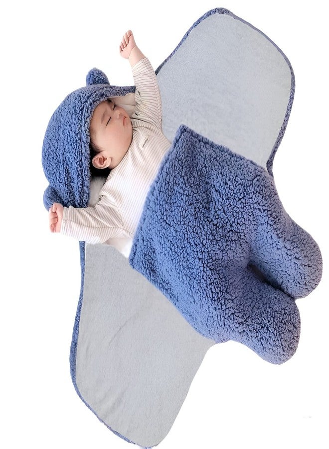 First Kick Baby Blankets New Born Pack of Hooded Supersoft Wearable Wrapper Durable Fleece Polyester Cum Baby Sleeping Bag for Babies (70 cm x 76 cm, 0-6 Months) Plain Sky Blue - Image 2