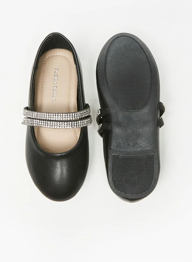 فلورا بيلا من شو إكسبرس Girl's Solid Ballerina Shoes with Embellished Strap