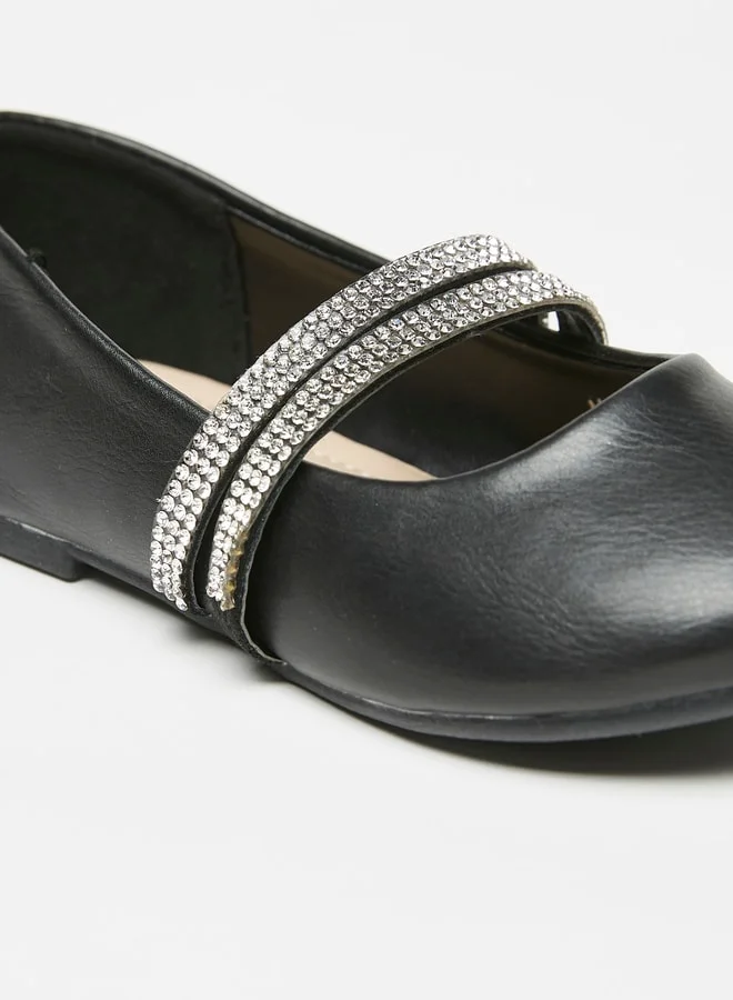 فلورا بيلا من شو إكسبرس Girl's Solid Ballerina Shoes with Embellished Strap