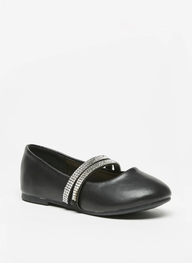 فلورا بيلا من شو إكسبرس Girl's Solid Ballerina Shoes with Embellished Strap
