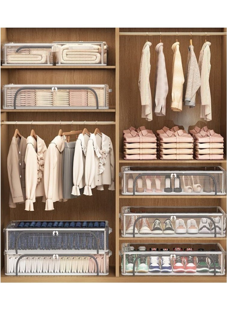 Bukela Shoe Storage Box 2 Pack Under Bed Shoe Storage Organizer, Clear Stackable Shoe Organizer for Closet, 60*30*21cm Shoes Organizer Shoe Container Bins for Sneakers Foldable Shoe Rack for Clothes, Toys - Image 2