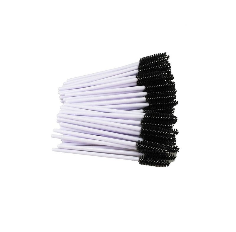 Yueton Pack of 100 Disposable Eyelash Brushes Wands Mascara Applicator (White+Black) - Image 5
