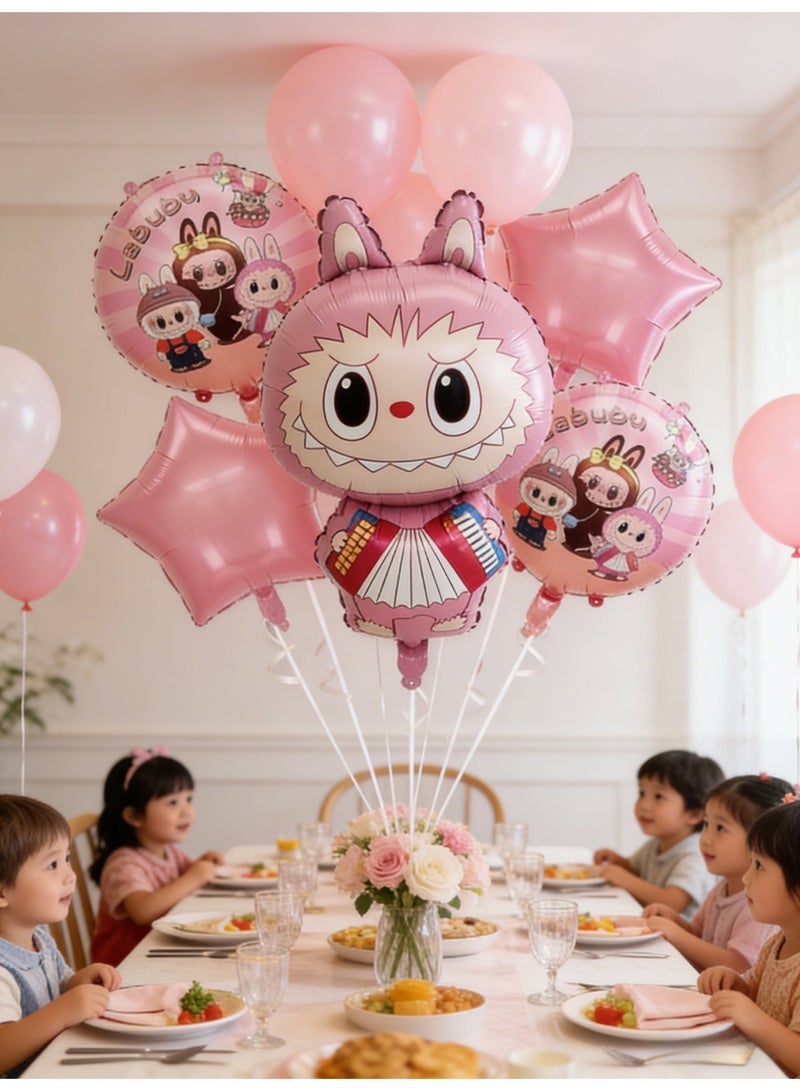 LABUBU 5 Piece Cartoon Labu Cloth Aluminum Film Balloon Decoration Set 5 Pieces - Image 4