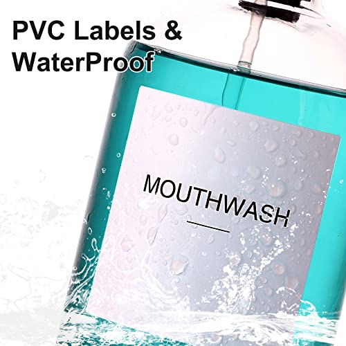 HomeFeel Mouthwash Dispenser for Bathroom, 12.7 oz, 2 Pack - Glass Mouthwash Bottle with 304 Stainless Steel Spout & Minimalist Labels, Style Mouthwash Container, Gold - Image 5