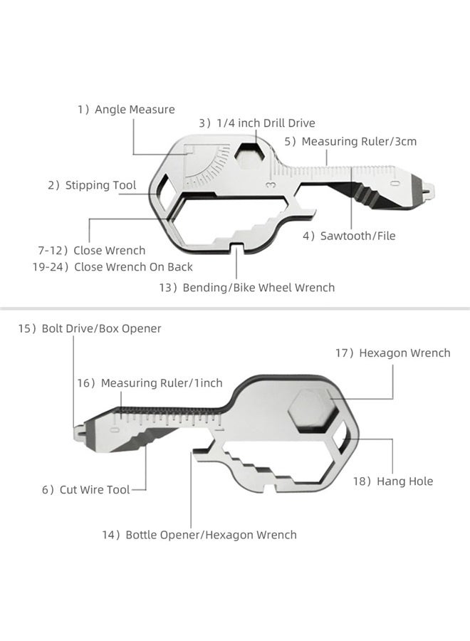 24-in-1 Multi-Tool Key - Portable Outdoor EDC Tool with Screwdriver, Wrench, Bottle Opener, and Keychain Attachment  - Image 3