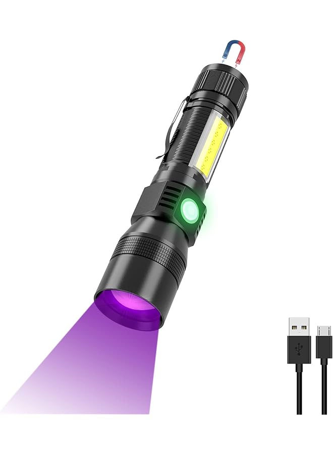 PROTON UV Flashlight Black Light 3 in 1 Super Bright Small Rechargeable Flashlights 3000 High Lumens Waterproof Magnetic LED Flashlight 7 Modes Pocket Flash Light (1 Pack Uv Flashlight) - Image 1