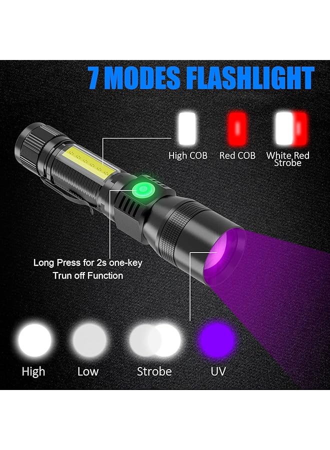 PROTON UV Flashlight Black Light 3 in 1 Super Bright Small Rechargeable Flashlights 3000 High Lumens Waterproof Magnetic LED Flashlight 7 Modes Pocket Flash Light (1 Pack Uv Flashlight) - Image 4