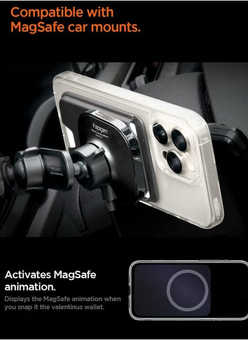 سبايجن - حامل بطاقات محفظة MagFit Plus مغناطيسي مزدوج من Valentinus [3 بطاقات] لسلسلة iPhone 15 Pro Max / 15 Pro / 15 Plus / 15 / iPhone 14/13/12 - أسود - Image 1