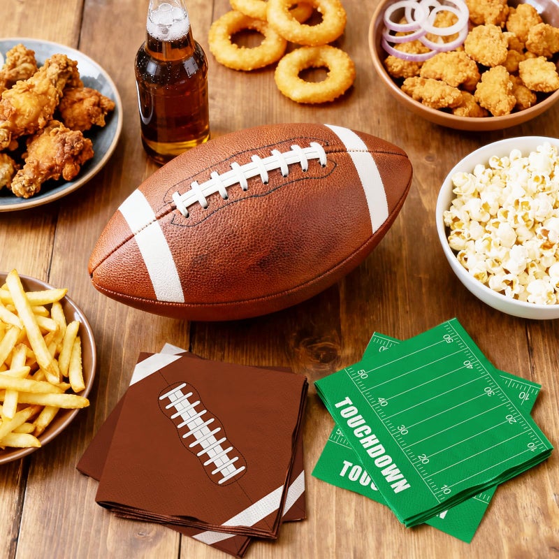 BAIVV Football Paper Napkins Party Decorations - 40 Pack, 6.5 Inch 3-Ply Disposable Napkin with 20 Football Pattern & 20 Field Design, Game day Table Decor for Luncheon, Dinner, Dessert, Cocktail, Birthday - Image 4