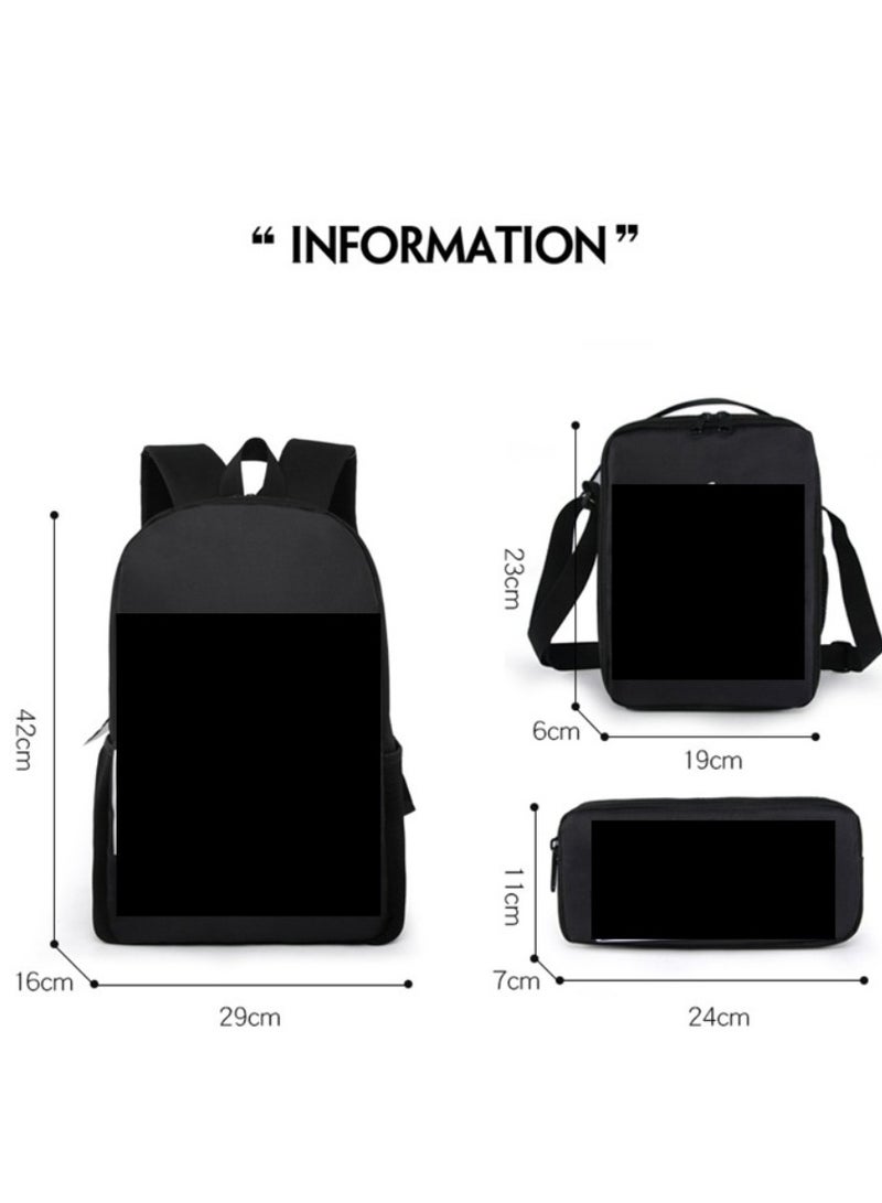 MINECRAFT Digital Printing Large Capacity Backpack Three piece Set Lunch Bag Pen Bag Polyester Comfortable Load Reducing Backpack for Students and Children Unisex - Image 2