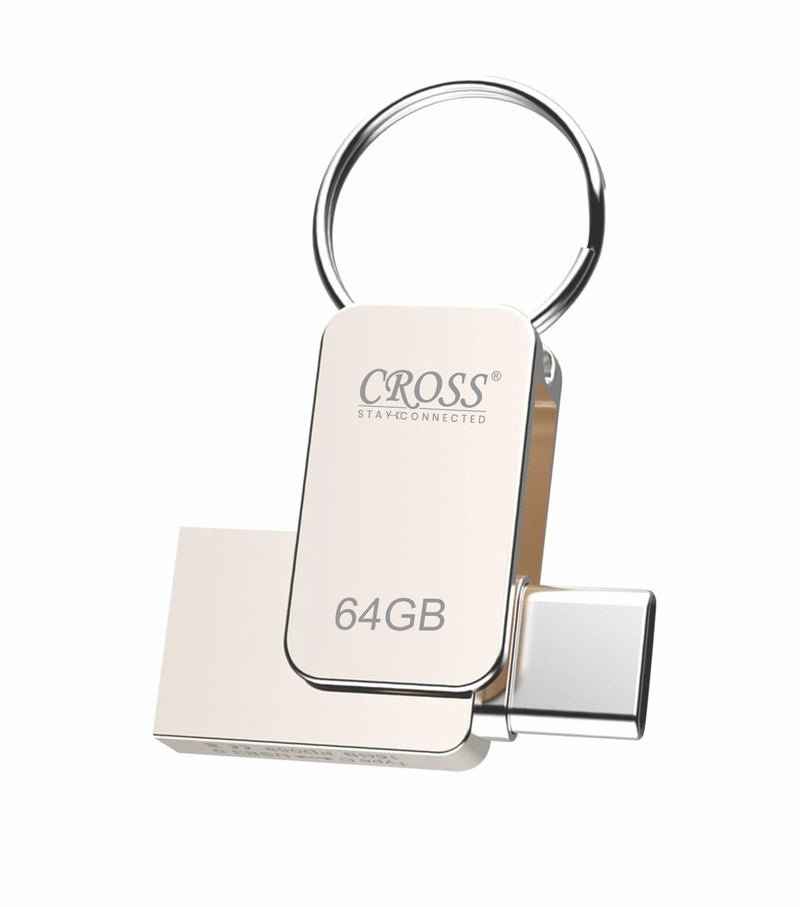 CROSS Type-C OTG PENDRIVE,Premium Metal Body with USB 3.0 Technology, 180 Mbps HIGH Speed Data Transfer,16/32/64 128/256 (GB) Compatible with Smartphones, LAPTOPS, TV'S, Gaming Console ETC. (64 GB) - Image 1