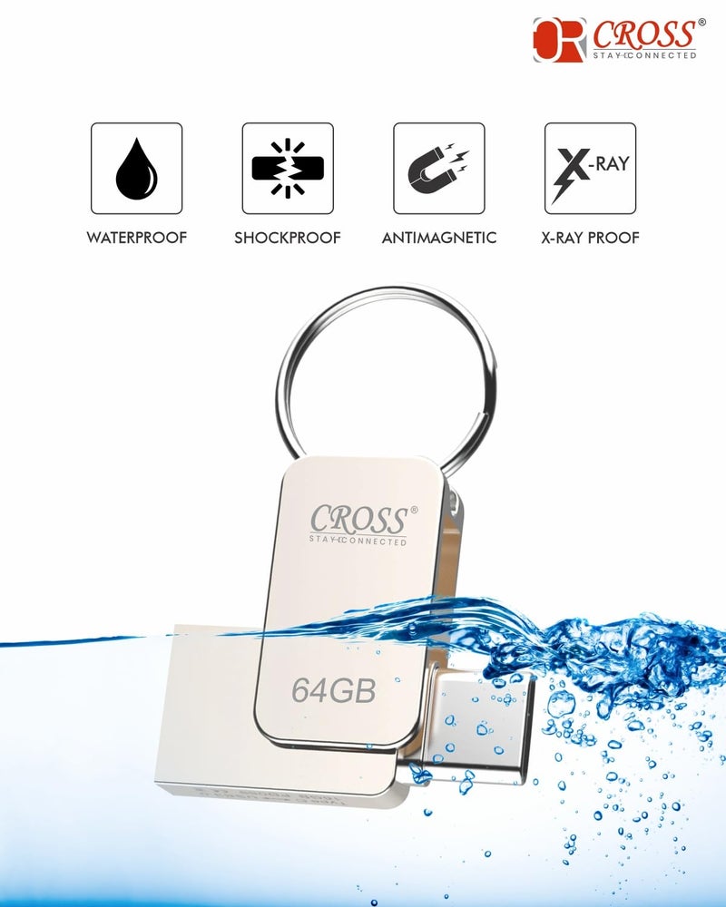 CROSS Type-C OTG PENDRIVE,Premium Metal Body with USB 3.0 Technology, 180 Mbps HIGH Speed Data Transfer,16/32/64 128/256 (GB) Compatible with Smartphones, LAPTOPS, TV'S, Gaming Console ETC. (64 GB) - Image 5