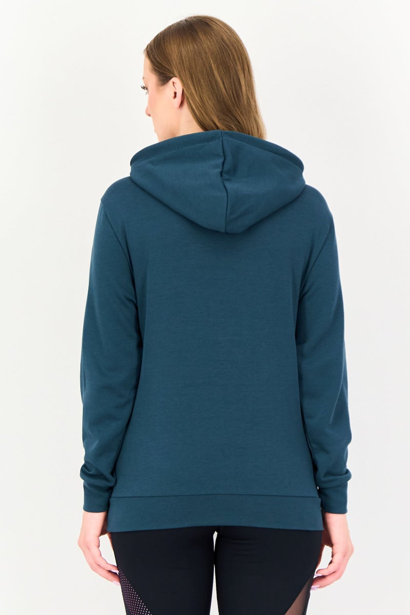 Adidas Women Sportswear Fit Long Sleeve Outdoor Hoodies, Green - Image 4