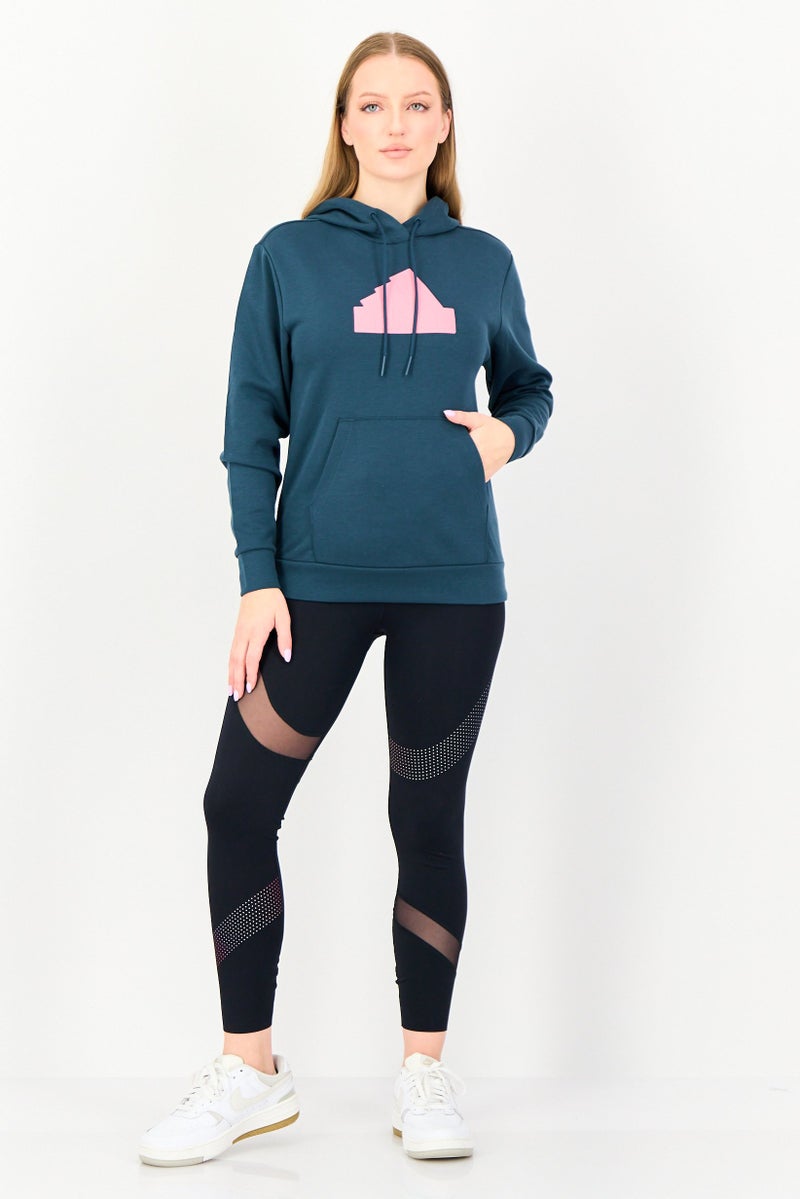 Adidas Women Sportswear Fit Long Sleeve Outdoor Hoodies, Green - Image 3