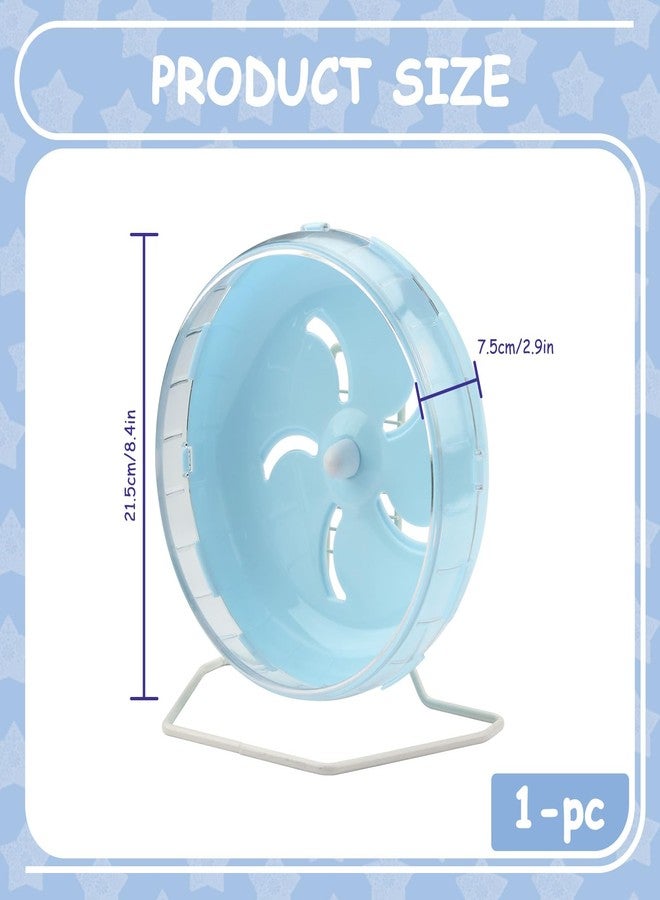 Yitexin Blue 8.4" Silent Hamster Wheel with Height-Adjustable Stand, Quiet Spinning Hamster Exercise Wheels, Small Animal Chinchilla Running Toys Cage Accessories for Gerbils Mice Rats (Blue) - Image 2