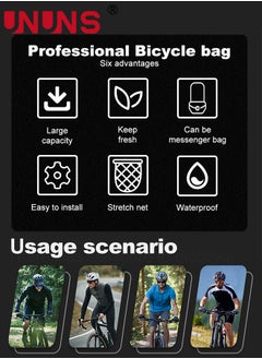 UNUNS Bike Front Basket,Bicycle Handlebar Bag With Touch-Screen Phone Bag Fit Phone Under 7",Waterproof Cycling Phone Holder Bike Basket Pocket,Cold Warm Insulation Outdoor​Storage Pouch-Black 23x12x18cm  - Image 3