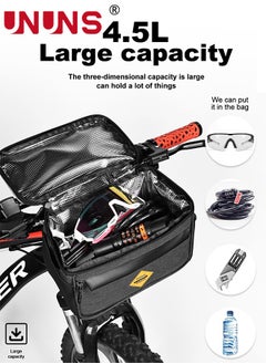 UNUNS Bike Front Basket,Bicycle Handlebar Bag With Touch-Screen Phone Bag Fit Phone Under 7",Waterproof Cycling Phone Holder Bike Basket Pocket,Cold Warm Insulation Outdoor​Storage Pouch-Black 23x12x18cm  - Image 4