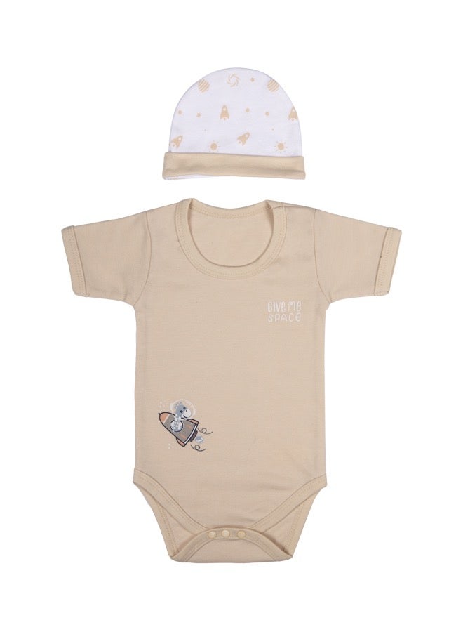 Babies Basic 5 Piece Unisex 100% Cotton Gift Set Include Bib, Romper, Mittens, Cap And Sleepsuit/Jumpsuit  - Image 4