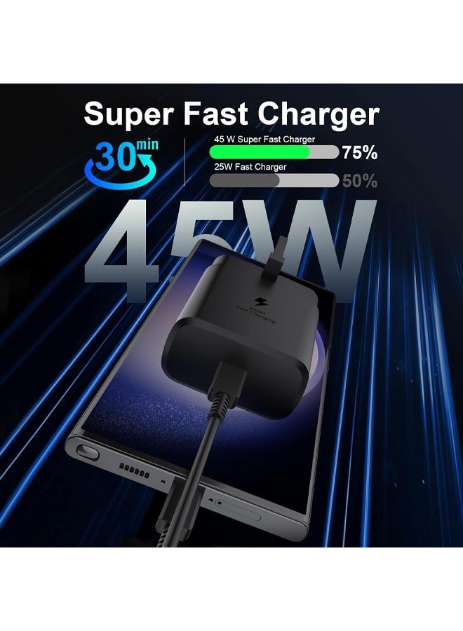 حَدُوي شاحن سريع 45W لرأس شاحن سامسونج غالاكسي مع كابل شحن 2 م ، متوافق مع S25 Ultra S24 Ultra S23 Ultra S23 Plus S23 S23 A54 A53-45W مع كابل سريع من نوع C 5A - Image 2