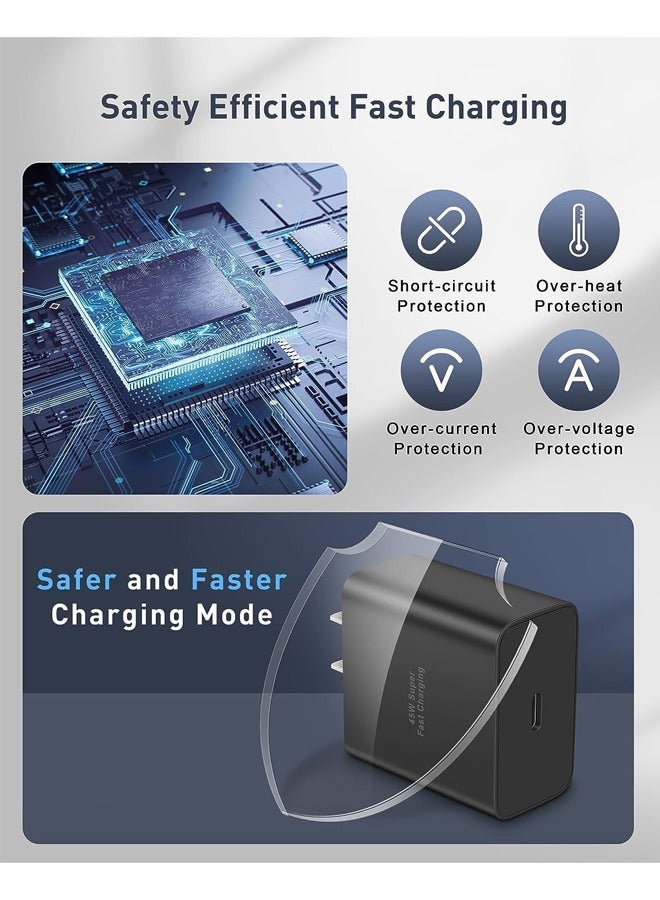 حَدُوي شاحن سريع 45W لرأس شاحن سامسونج غالاكسي مع كابل شحن 2 م ، متوافق مع S25 Ultra S24 Ultra S23 Ultra S23 Plus S23 S23 A54 A53-45W مع كابل سريع من نوع C 5A - Image 3