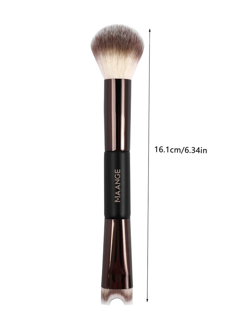 MAANGE Foundation Brush Double Ended Angled Round Contour Brush Powder Liquid Cream Concealer Blush Brush (Brown) - Image 4