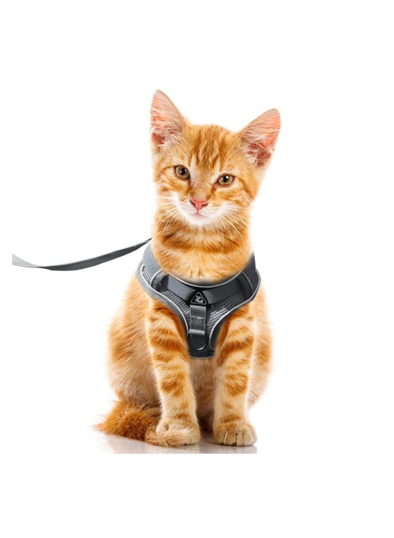 SYOSI Escape Proof Cat Harness(S-Size), Adjustable Step-in Vest Reflective Strip Leash Set Soft Mesh Harness Small Dog Walking Harness Pet Safety Vest No-Choke Cat Vest for Kitten Puppy Rabbit - Image 1