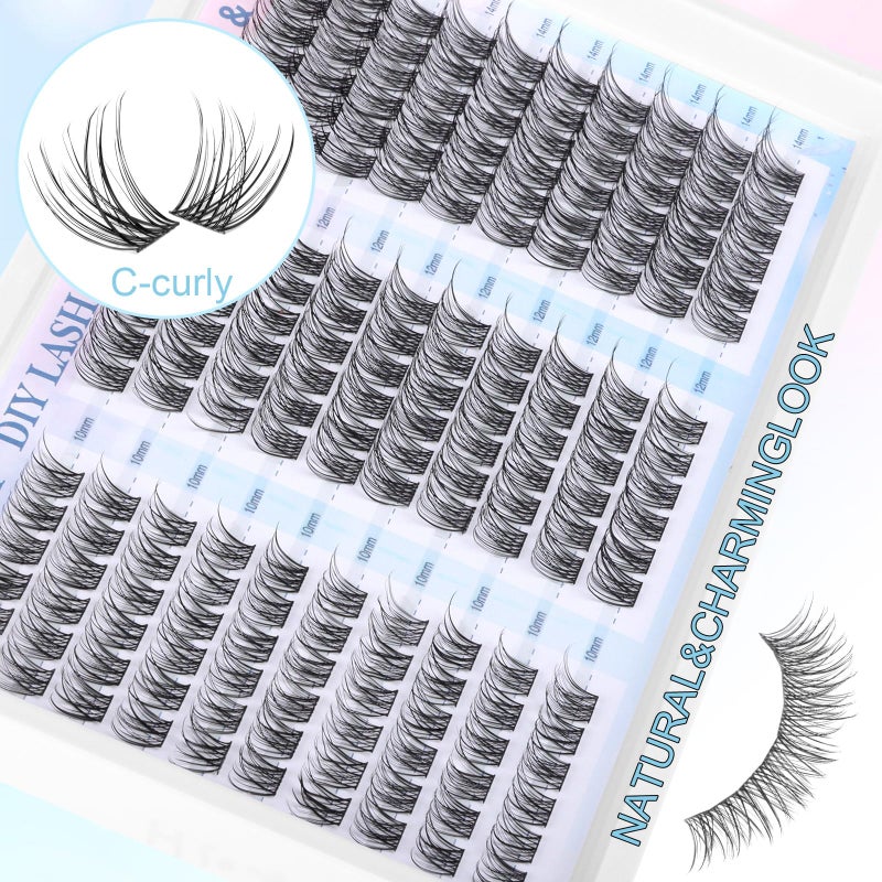 zanlufly Lash Clusters Natural Eyelash Clusters C-curly Lashes DIY Cluster Eyelash Extensions 10-14MM Individual Lashes 180PCS Lash Extension by zanlufly - Image 3