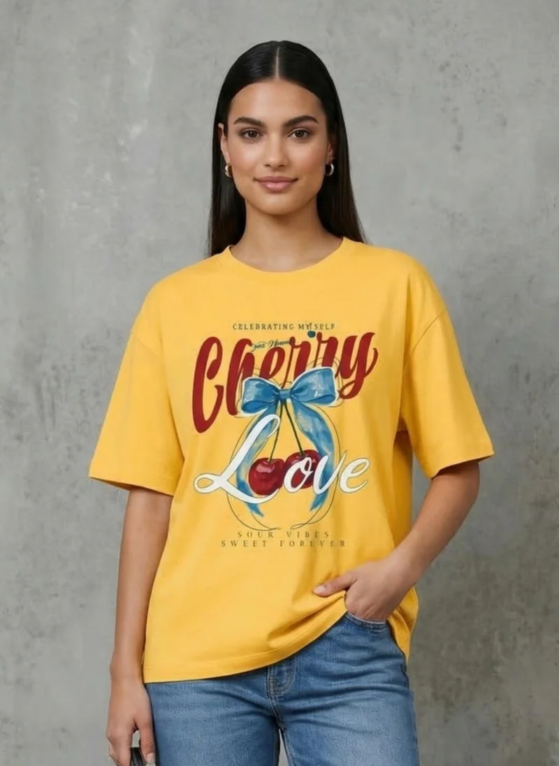 نوبيرو Nobero Oversized Graphic Print T-shirt