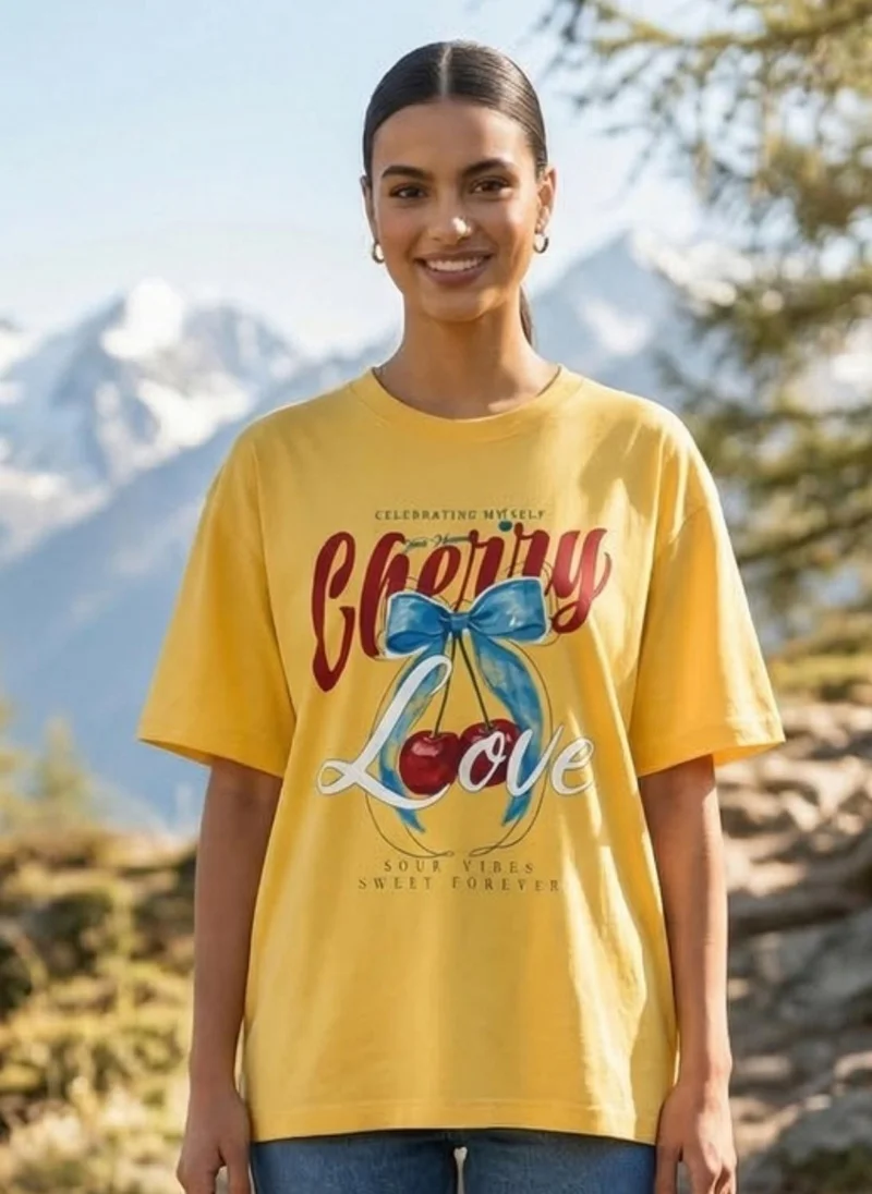 نوبيرو Nobero Oversized Graphic Print T-shirt