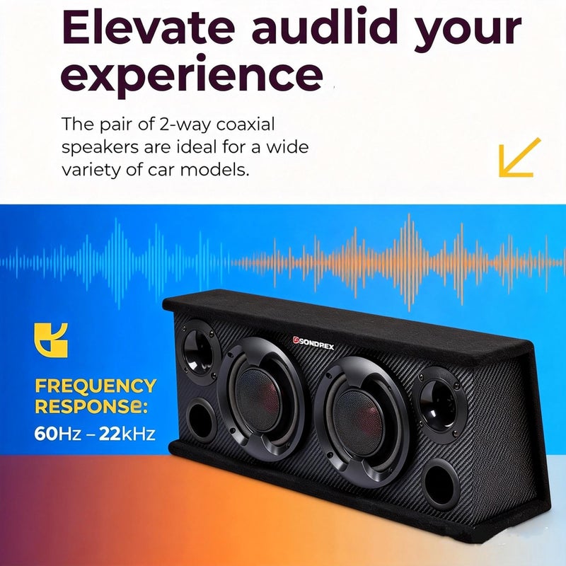 SONDPEX 6.5 Speakers,2-Way Car Speakers,Door Speaker,Car Audio Tweeters,Speaker System Full Range,400W Max,4 Ohm,Wide Frequency Response,Enhanced Bass,Coaxial,Car Stereo System - Image 3