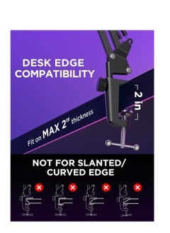 InnoGear InnoGear Boom Arm Microphone Mic Stand for Blue Yeti HyperX QuadCast SoloCast Snowball Fifine Shure SM7B and other Mic, Medium  - Image 2
