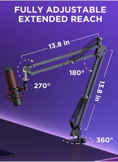 InnoGear InnoGear Boom Arm Microphone Mic Stand for Blue Yeti HyperX QuadCast SoloCast Snowball Fifine Shure SM7B and other Mic, Medium  - Image 3