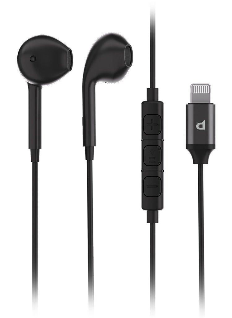 Powerology - Stereo MFi Lightning Earphones/ Headphones/Earphones/Earbuds Hi-Fi with In-Line Remote Compatible for iPhone 14 13 12 11 Pro Max iPhone XS Max 1.2M  - Black - Image 1