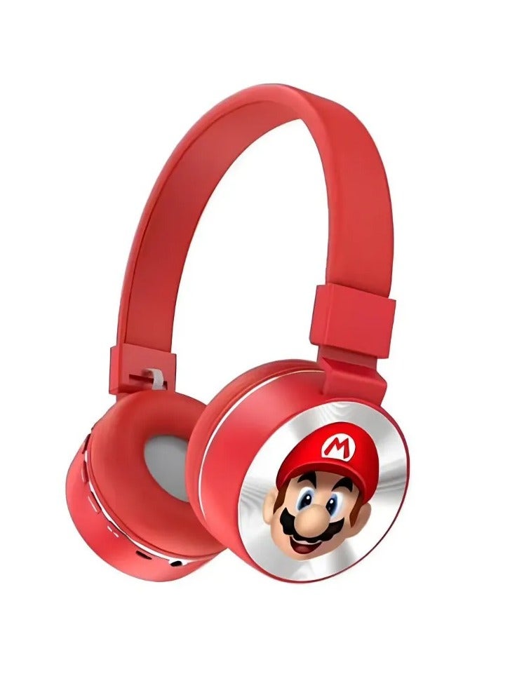 Super Mario Wireless Bluetooth 5.3 Headphones with LED Lights and Microphone [Kids Headphones] 706Q - Noise-Canceling Stereo Bluetooth Headphones [Kids Bluetooth Headphones] Supports TF Card, Up to 15 Hours of Battery Life, Suitable for Calls, Music, and Games - Image 1