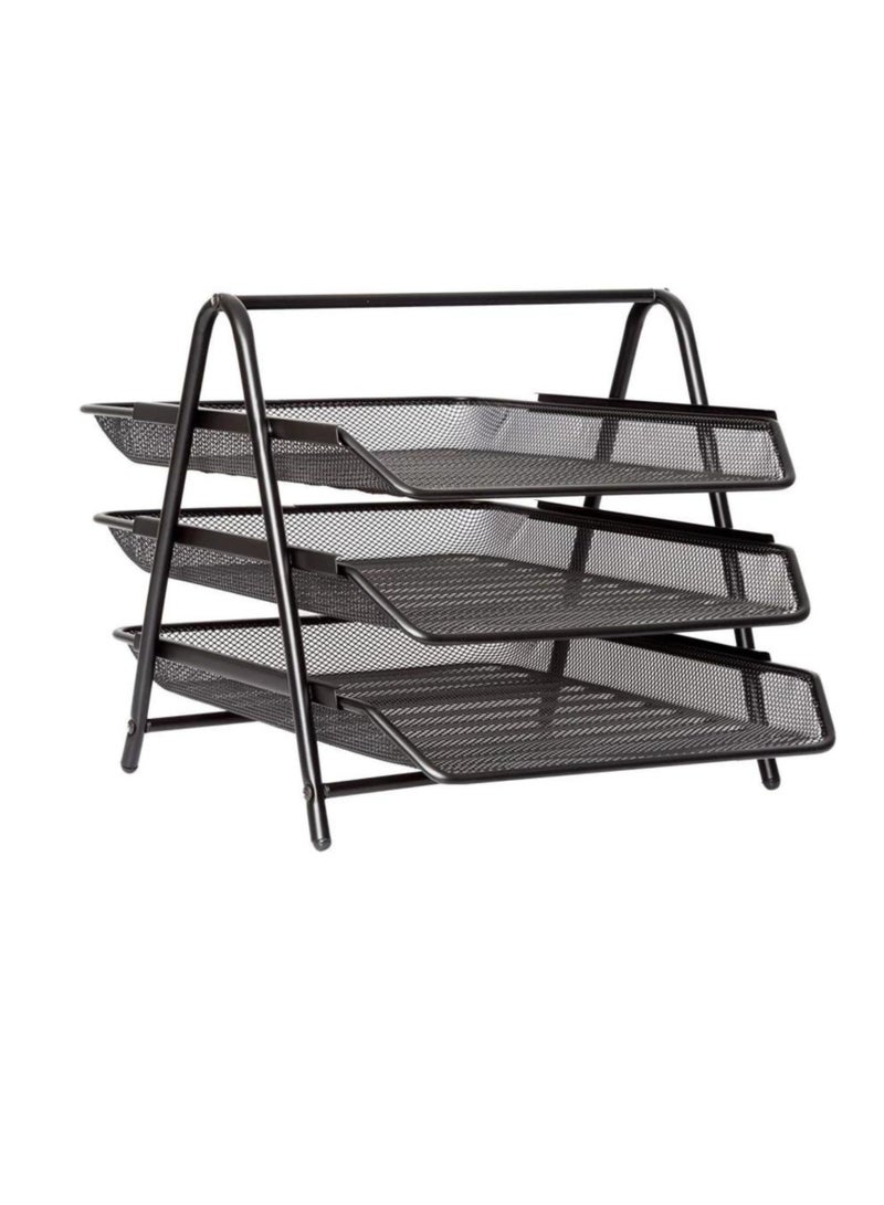 Libra Metal Mesh 3 Tier Tray Black color - Image 1