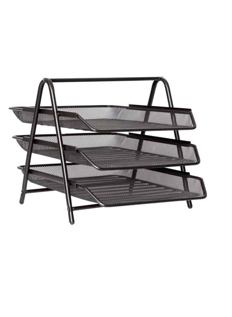 Libra Metal Mesh 3 Tier Tray Black color - Image 2