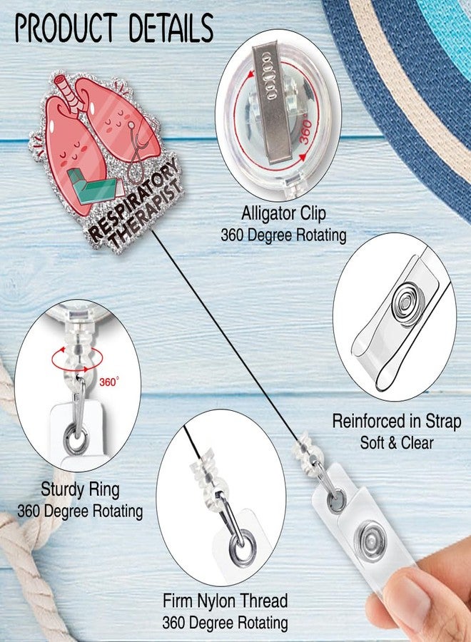 ZBBFSCSB Respiratory Therapist Fun Glitter Badge Scroll Retractable, Cute Badge Holder for Respiratory Therapist, Christmas Birthday Graduation Gift for Doctor Nurse Respiratory Physician Assistant - Image 3