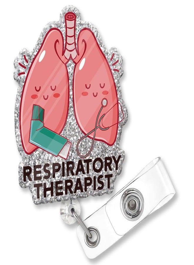 ZBBFSCSB Respiratory Therapist Fun Glitter Badge Scroll Retractable, Cute Badge Holder for Respiratory Therapist, Christmas Birthday Graduation Gift for Doctor Nurse Respiratory Physician Assistant - Image 1