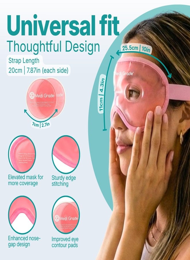 Medi Grade Cooling Gel Eye Mask for Puffy Eyes, Pink Set – Reusable Gel Eye Mask and Cooling Eye Pads with Thermo-Bag for Dark Circles and Morning/Night Skincare Routine – Reversible Cold Eye Mask - Image 2