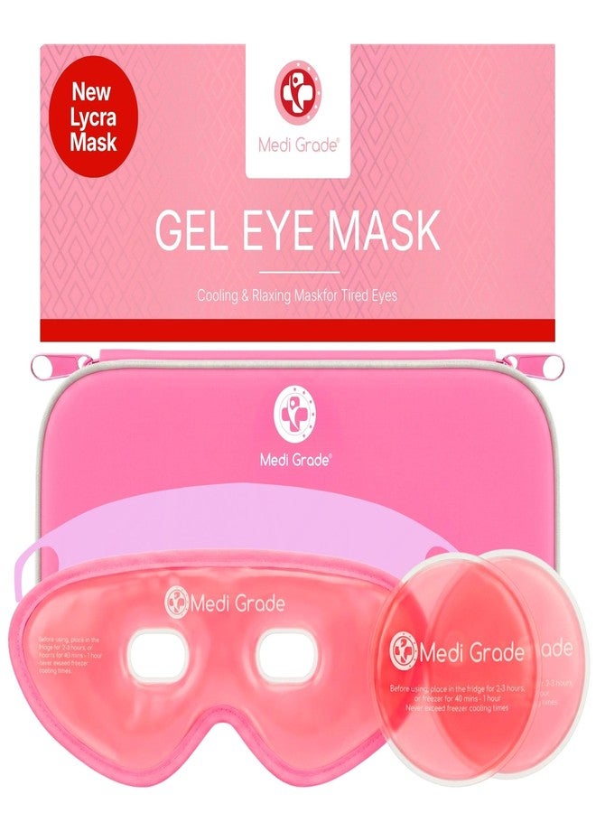 Medi Grade Cooling Gel Eye Mask for Puffy Eyes, Pink Set – Reusable Gel Eye Mask and Cooling Eye Pads with Thermo-Bag for Dark Circles and Morning/Night Skincare Routine – Reversible Cold Eye Mask - Image 1