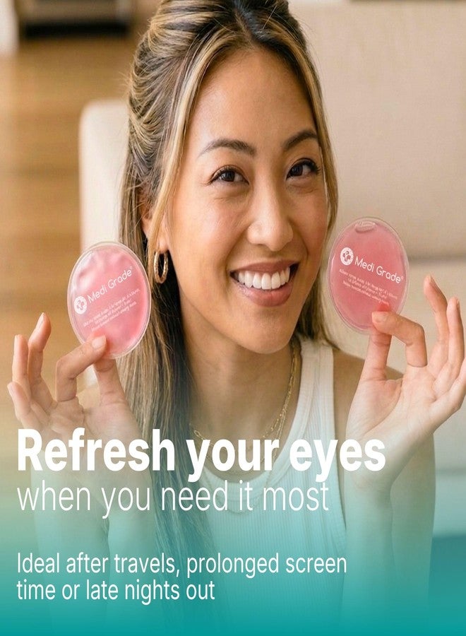 Medi Grade Cooling Gel Eye Mask for Puffy Eyes, Pink Set – Reusable Gel Eye Mask and Cooling Eye Pads with Thermo-Bag for Dark Circles and Morning/Night Skincare Routine – Reversible Cold Eye Mask - Image 5