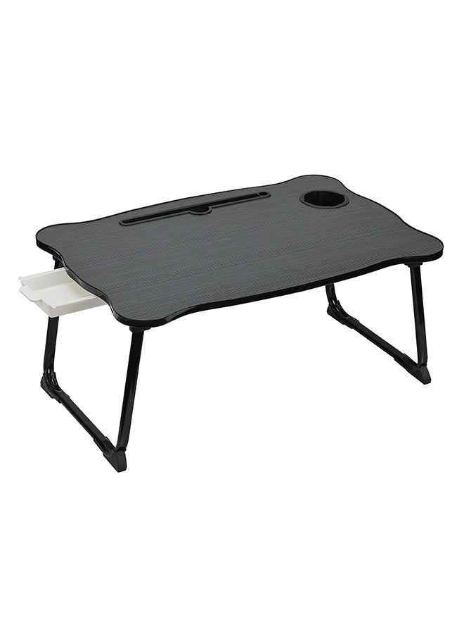 LAWAZIM Folding Table With Drawer - Black Color - Laptop Bed Tray Desk with Flat Surface, Device Slot, Cup Holder, and Storage Drawer - for Bed, Sofa, Floor, Studying, Eating, Reading, and Writing - Image 3