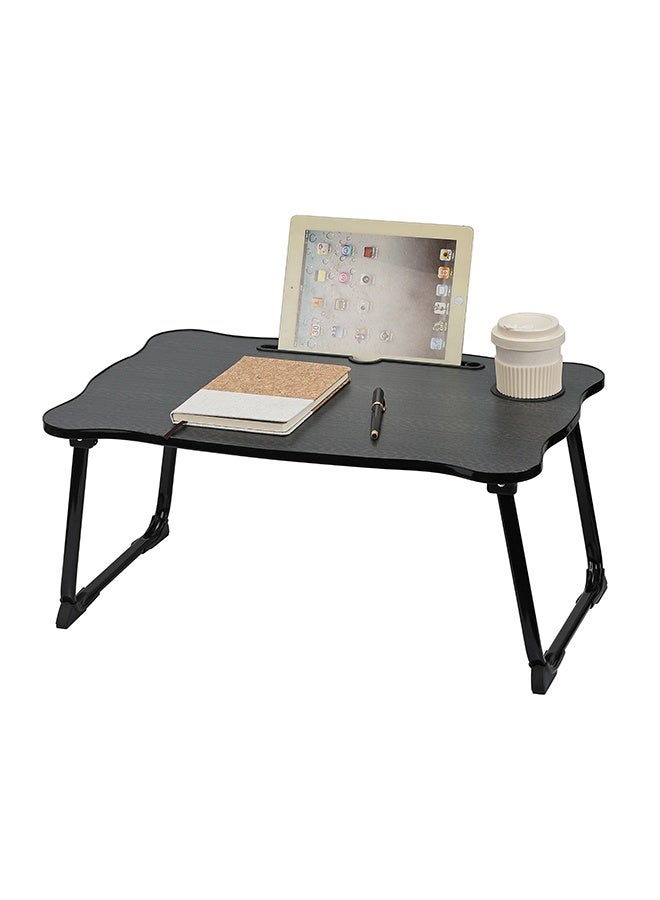 LAWAZIM Folding Table With Drawer - Black Color - Laptop Bed Tray Desk with Flat Surface, Device Slot, Cup Holder, and Storage Drawer - for Bed, Sofa, Floor, Studying, Eating, Reading, and Writing - Image 2
