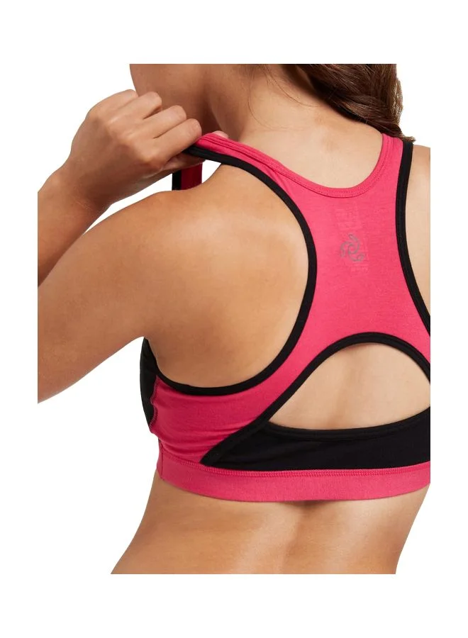 Jockey Ruby & Black 1380 Women Wire free Padded Super Combed Cotton Elastane Stretch Printed Full Coverage Racer Back Styling Active Bra with Stay Fresh and Moisture Move Treatment for Women | Best Price UAE